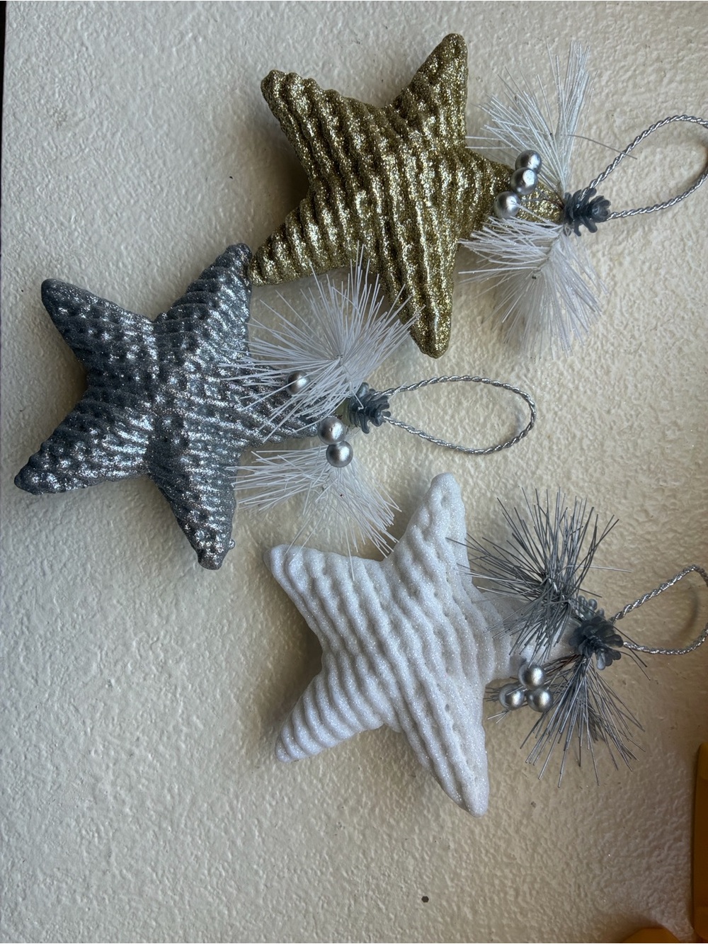 Star Tree Ornament 5” Styrofoam  Set of Three Christmas Holiday Home Decor